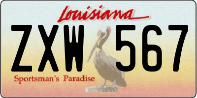 LA license plate ZXW567