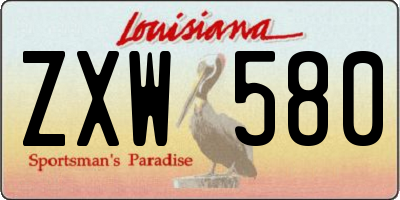 LA license plate ZXW580