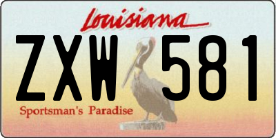 LA license plate ZXW581
