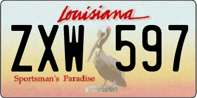 LA license plate ZXW597