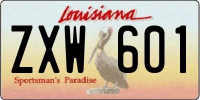 LA license plate ZXW601