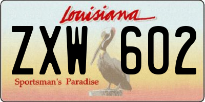 LA license plate ZXW602