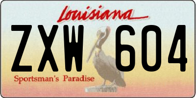 LA license plate ZXW604