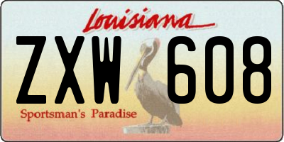 LA license plate ZXW608