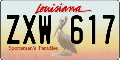 LA license plate ZXW617