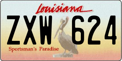 LA license plate ZXW624