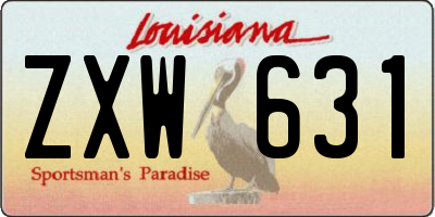 LA license plate ZXW631