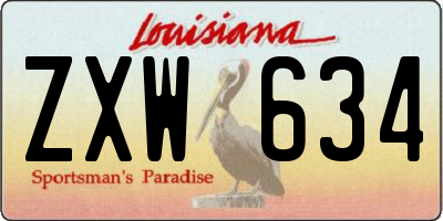 LA license plate ZXW634