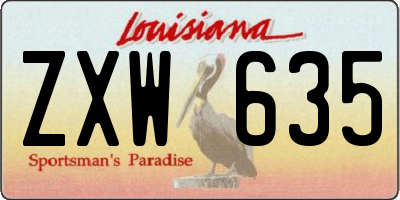 LA license plate ZXW635