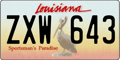 LA license plate ZXW643