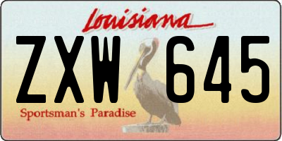 LA license plate ZXW645