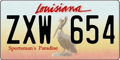 LA license plate ZXW654
