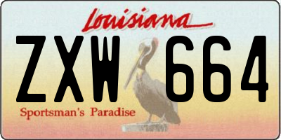 LA license plate ZXW664
