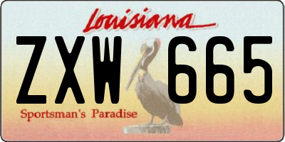 LA license plate ZXW665