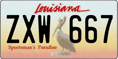 LA license plate ZXW667