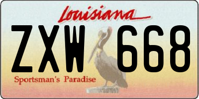 LA license plate ZXW668