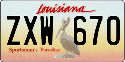 LA license plate ZXW670