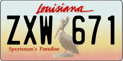 LA license plate ZXW671