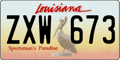 LA license plate ZXW673