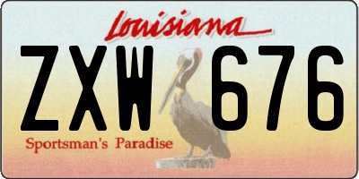 LA license plate ZXW676