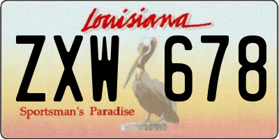 LA license plate ZXW678