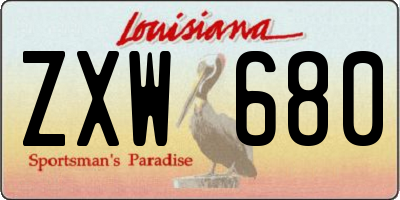 LA license plate ZXW680