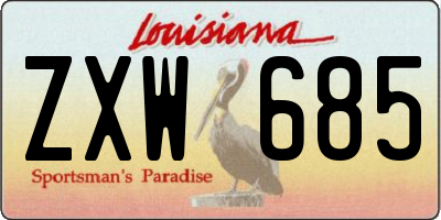 LA license plate ZXW685