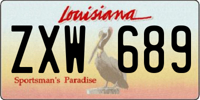 LA license plate ZXW689