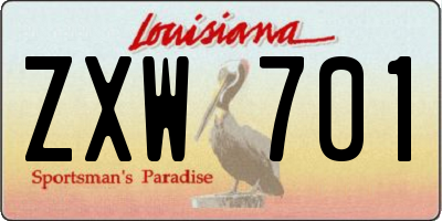 LA license plate ZXW701