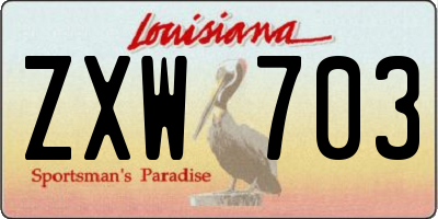 LA license plate ZXW703