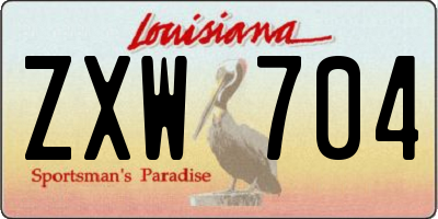 LA license plate ZXW704