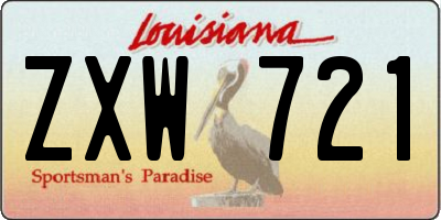 LA license plate ZXW721