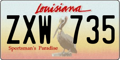 LA license plate ZXW735