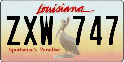 LA license plate ZXW747
