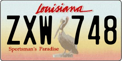 LA license plate ZXW748