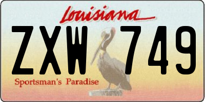 LA license plate ZXW749