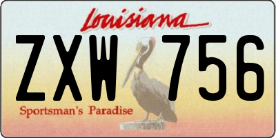 LA license plate ZXW756