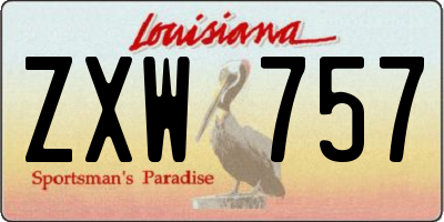 LA license plate ZXW757