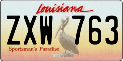 LA license plate ZXW763