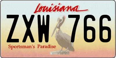 LA license plate ZXW766