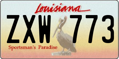 LA license plate ZXW773