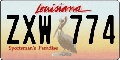 LA license plate ZXW774