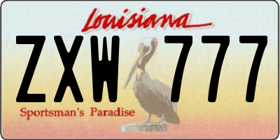 LA license plate ZXW777