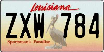 LA license plate ZXW784
