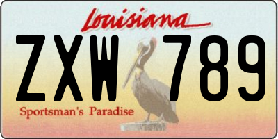 LA license plate ZXW789