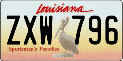 LA license plate ZXW796