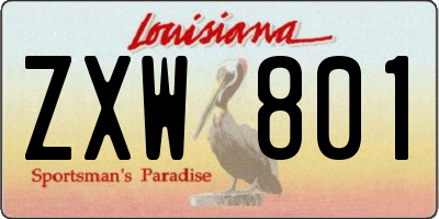 LA license plate ZXW801