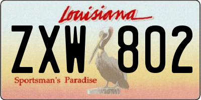 LA license plate ZXW802