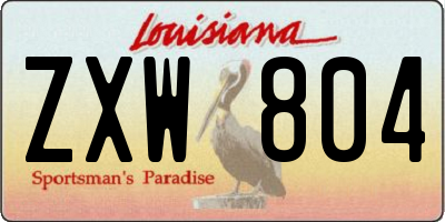 LA license plate ZXW804