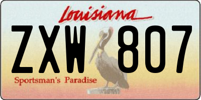 LA license plate ZXW807